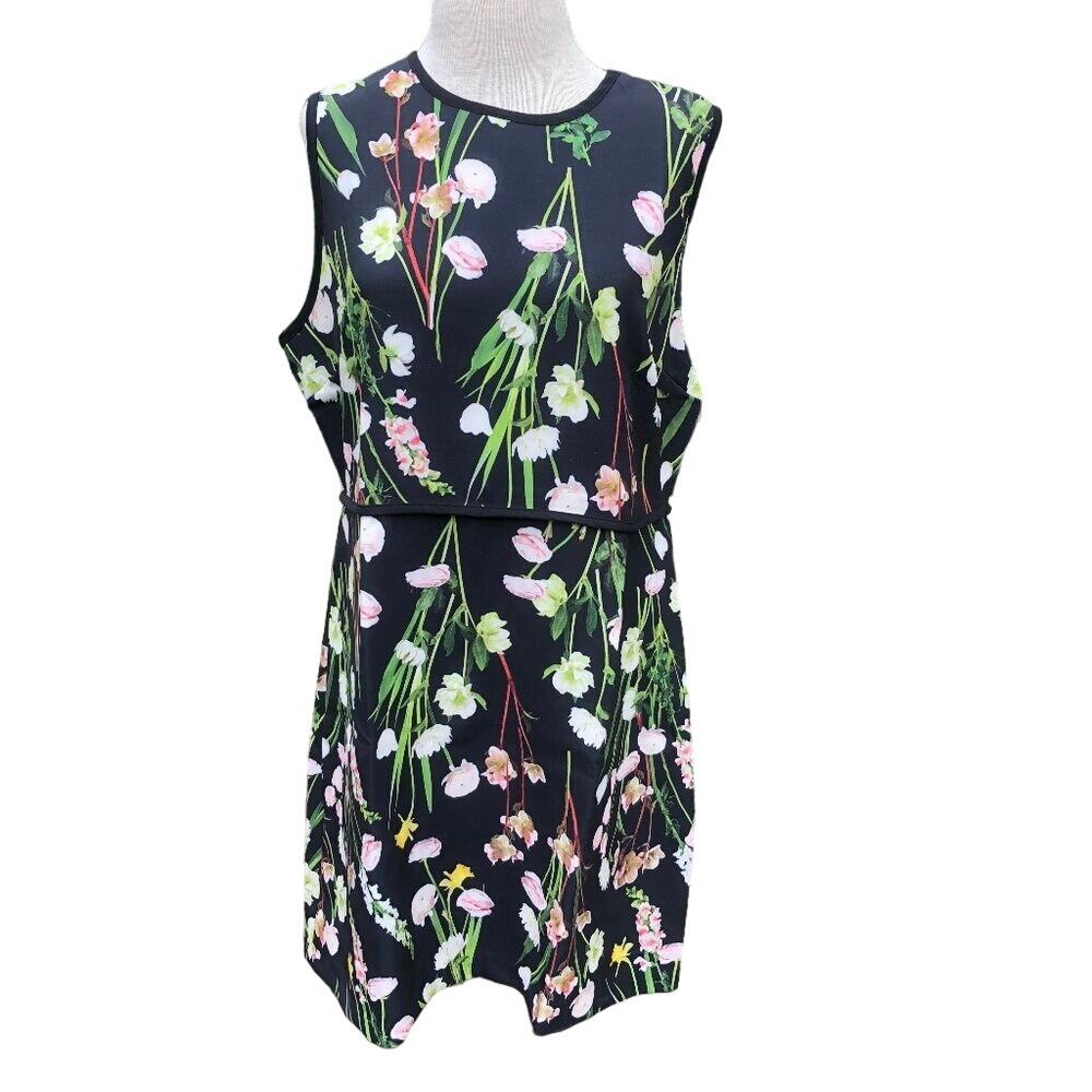 Victoria Beckham Black Flowered Sleeveless Dress New